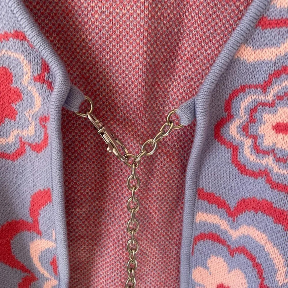 The Ragged Priest Free Bird Knit Top Open Front Cardigan Purple Pink Floral XS - Picture 6 of 8